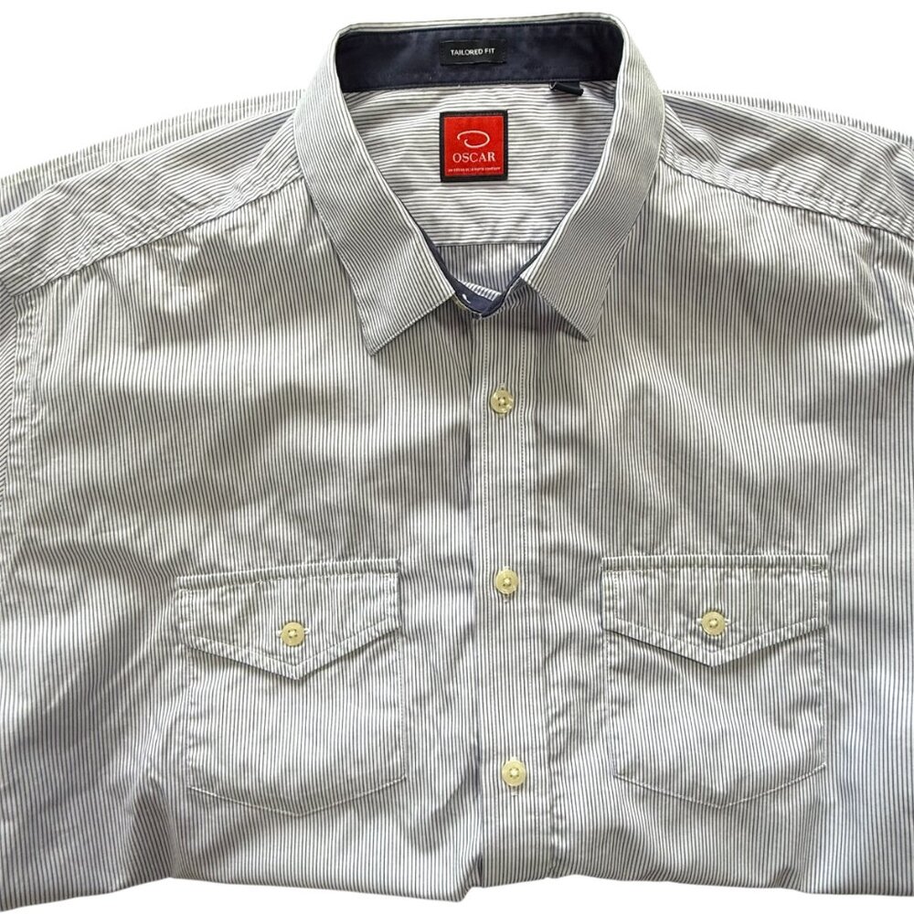 O by Oscar XL Tailored Long Sleeve Button-Up Shirt | 2 Chest Pockets | Roll-Up S